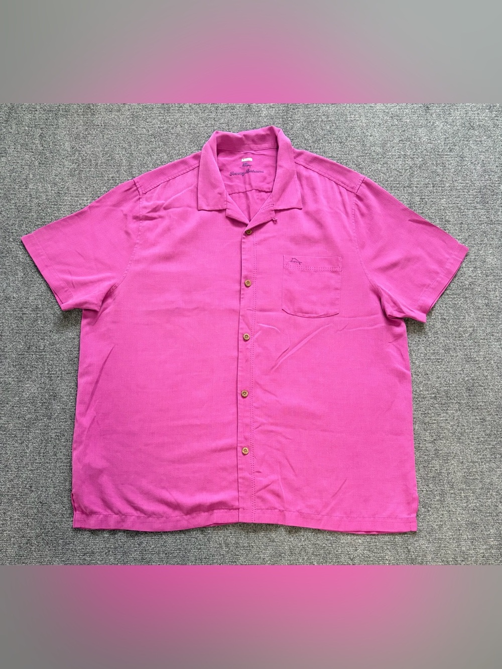 Tommy Bahama Mens XXL Silk Blend Short Sleeve Button Up Shirt Purple Pink